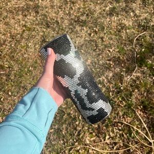 Rhinestone Cow Print Tumbler Cup